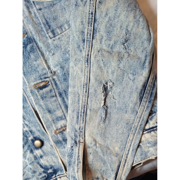 American Apparel blue denim distressed jean jacket women's size M 90s/Y2k - Picture 4 of 10